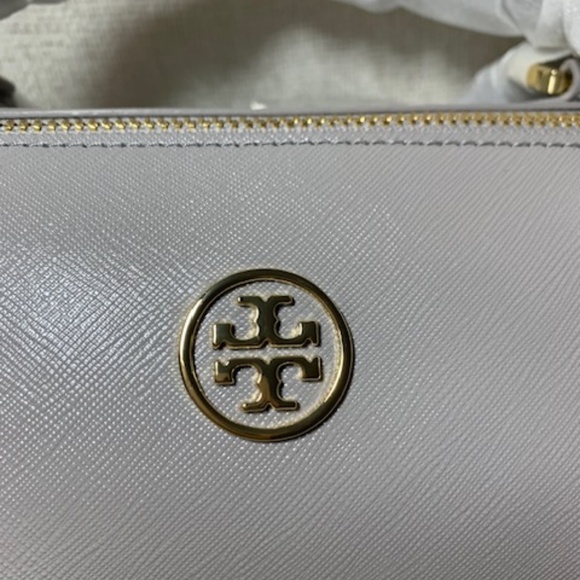 NEW Tory Burch Robinson Middy Satchel/Crossbody Bag Glazed Gray Saffiano Leather - Picture 11 of 11